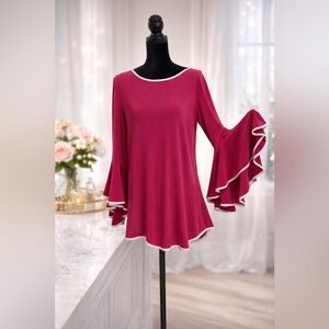 Coco Bianco Pink Asymmetrical Ruffled Blouse